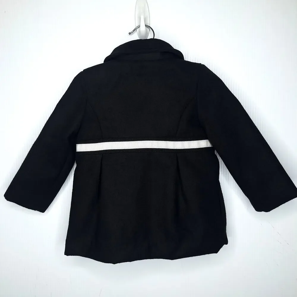 Gymboree Olivia Pig Pea Peacoat Jacket 12-24 mos Black White Peter Pan Collar